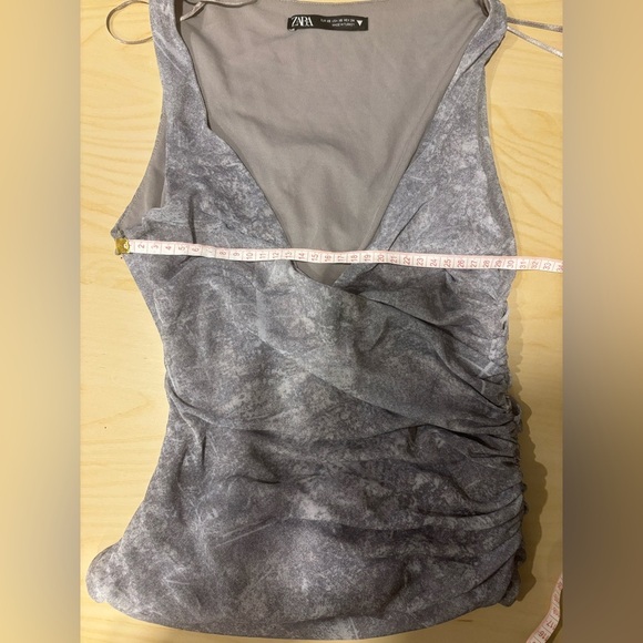 ZARA Metallic Grey Ruched Draped Bodysuit XS - Picture 11 of 11
